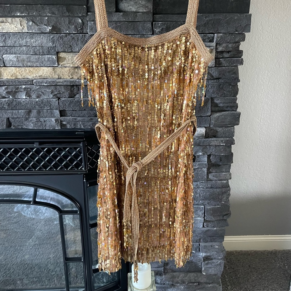 Alice & Olivia gold beaded Womens dress size 8 BNWT Retails $995
